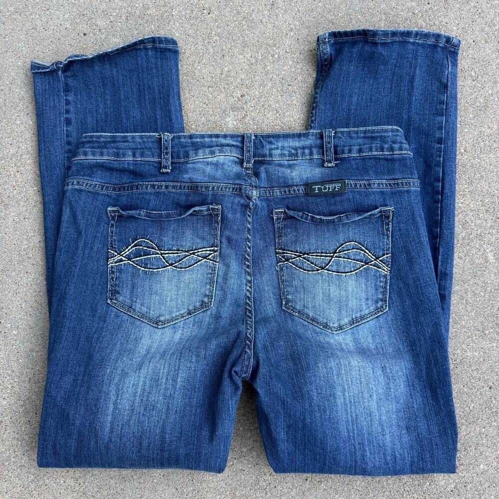 Cowgirl Tuff Co 36x33 Friday Bling Patch Distressed Boot Cut Jeans Stretch